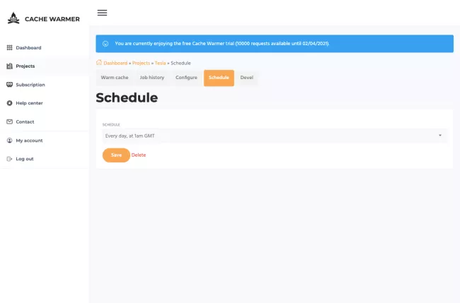 Cache Warmer scheduler