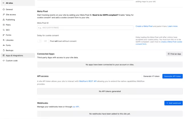 Webflow Apps &amp; integrations